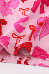 Pink bow print bamboo pajamas set