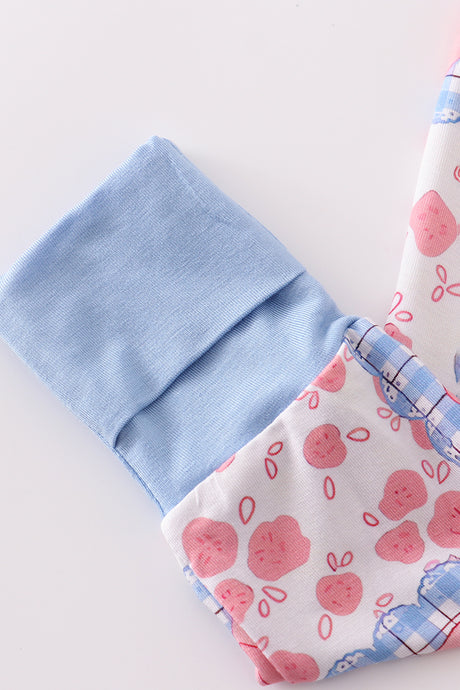 Bowknot checkered bamboo pajamas romper