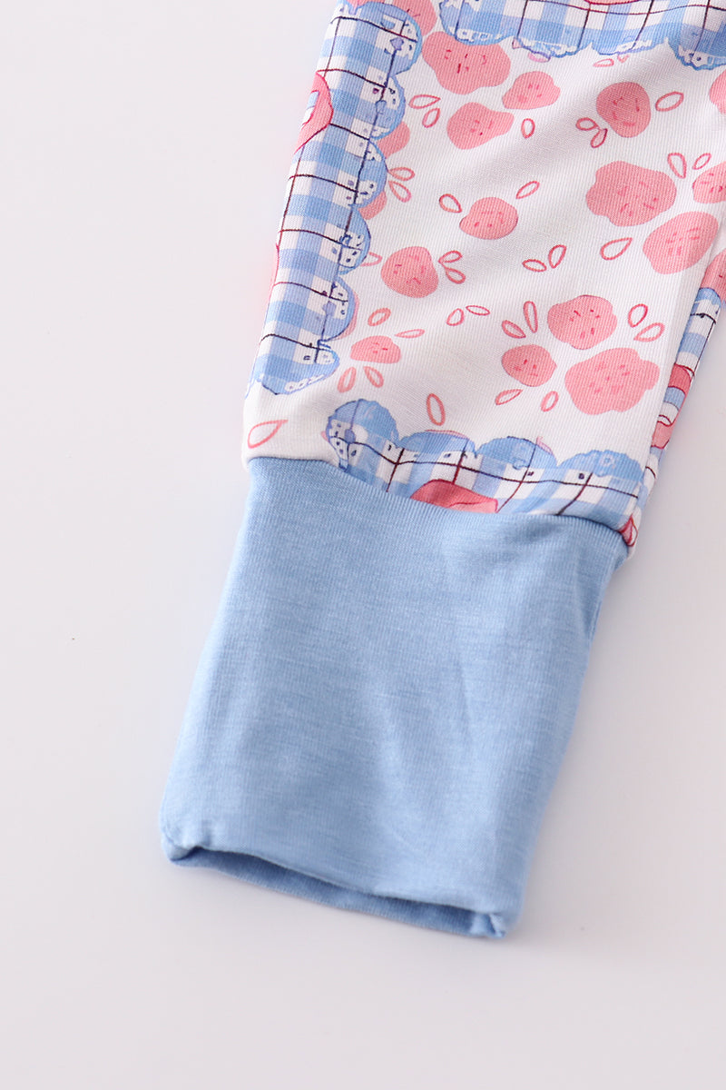 Bowknot checkered bamboo pajamas romper
