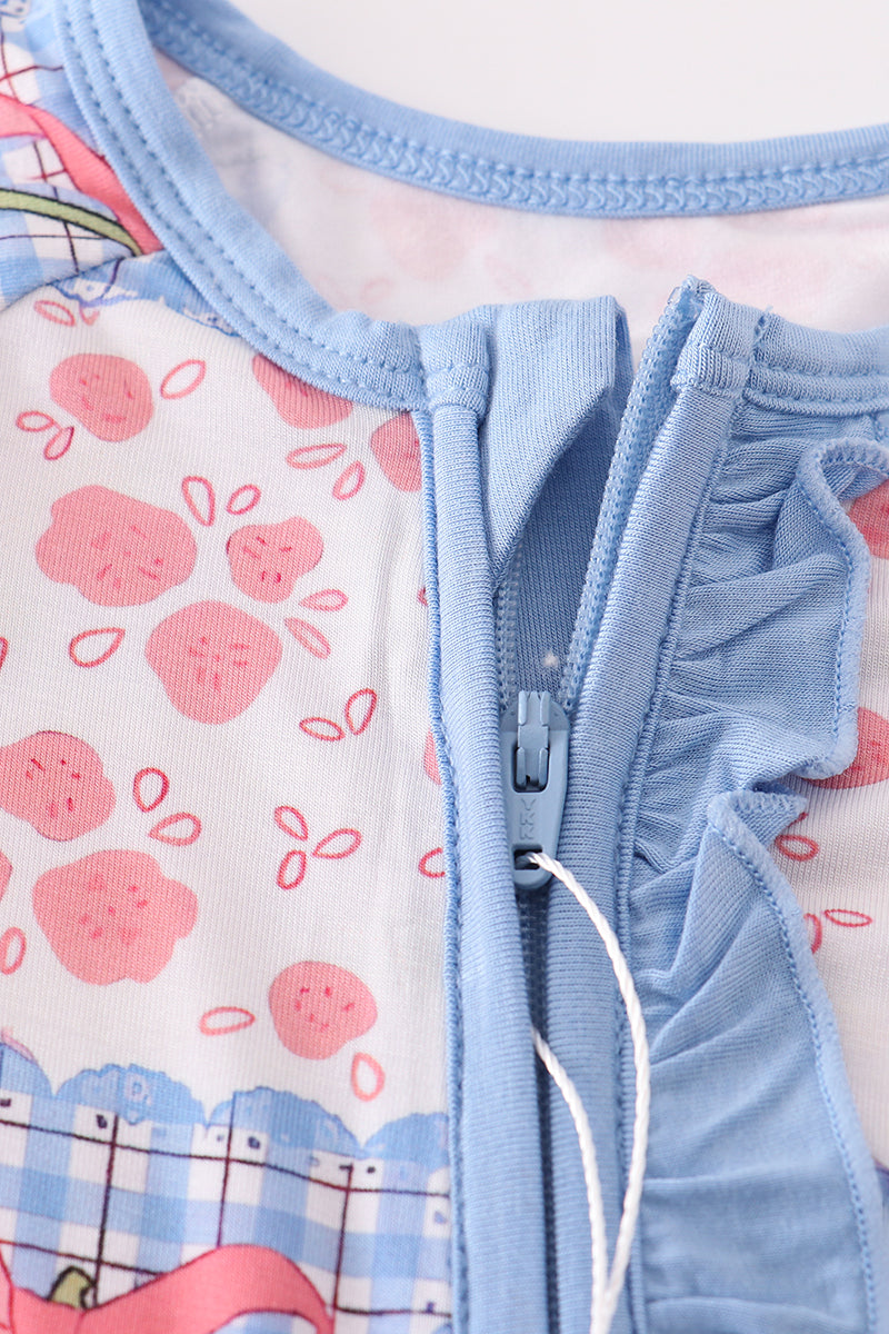 Bowknot checkered bamboo pajamas romper