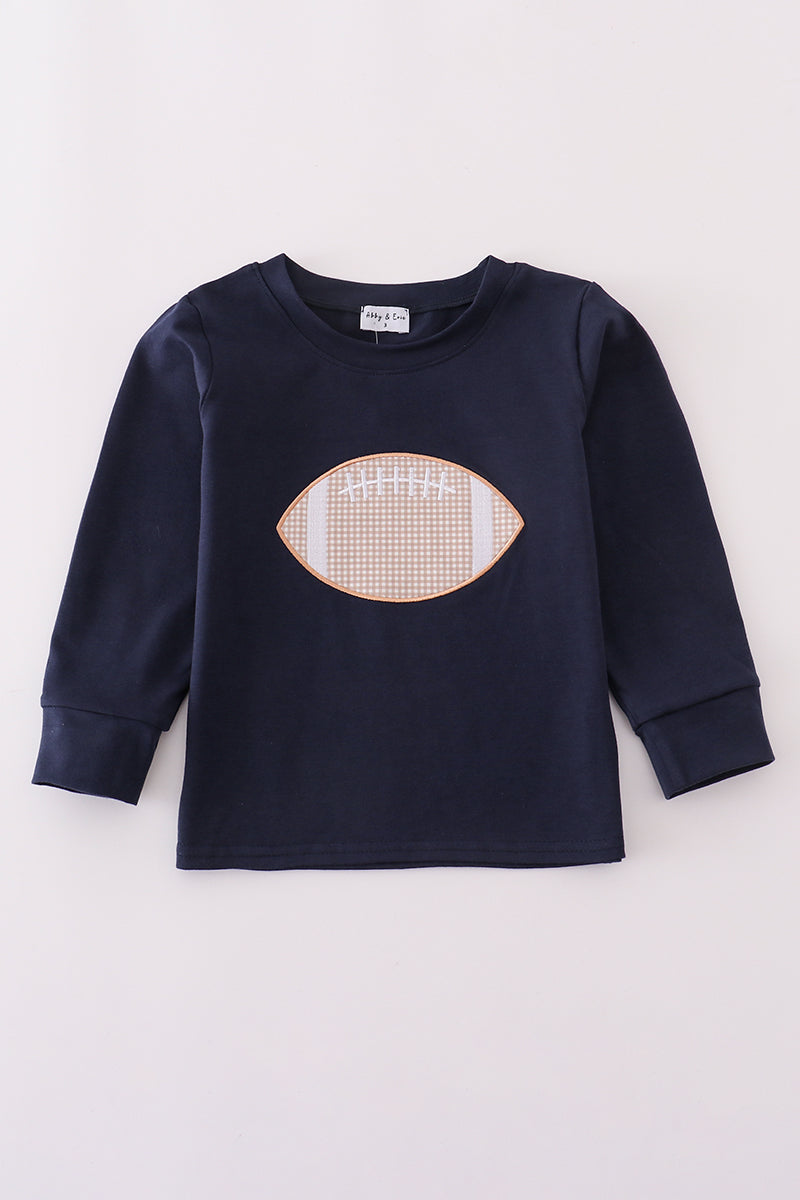 Navy football applique top