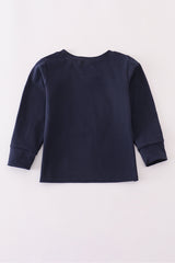 Navy football applique top