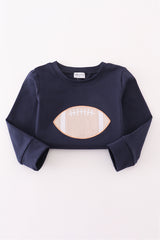 Navy football applique top