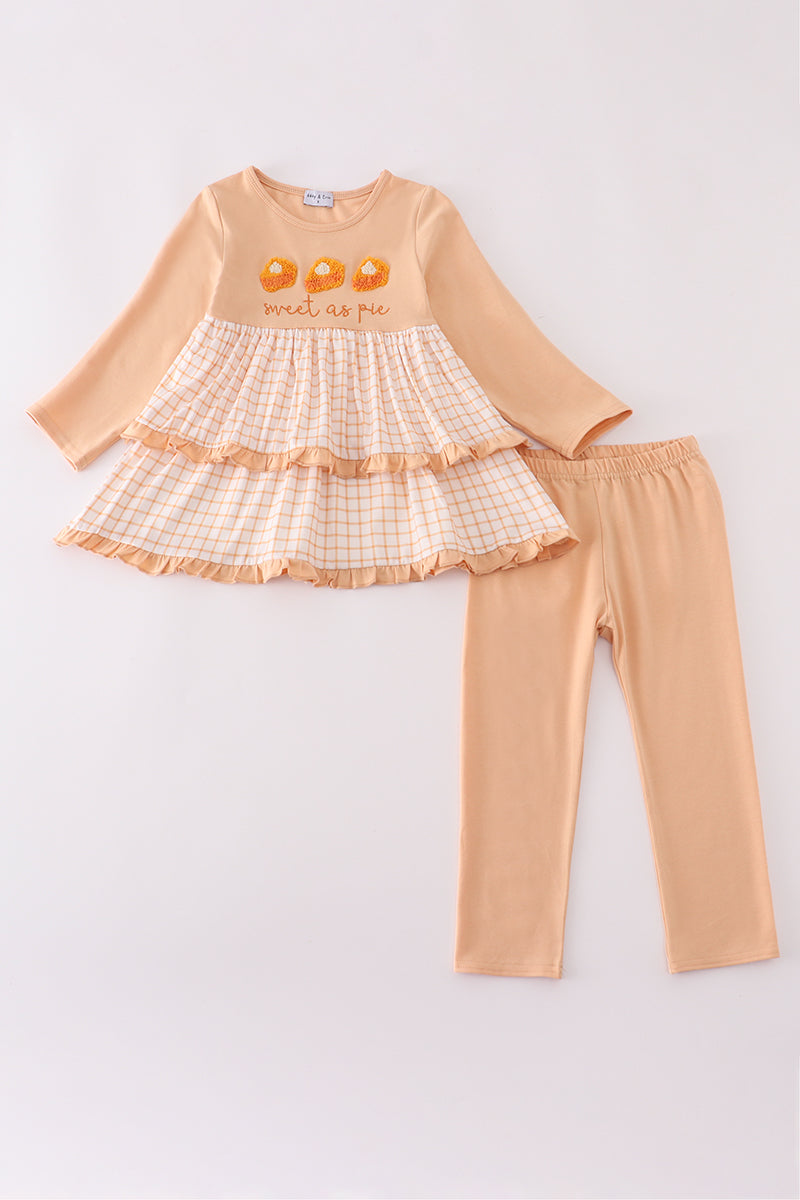 Cream sweet as pie french knot ruffle pants set