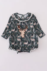 Camouflage hunting deer applique ruffle bubble