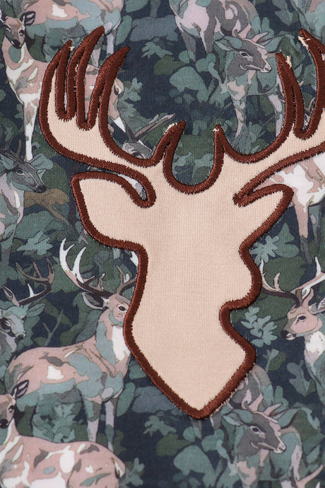 Camouflage hunting deer applique ruffle bubble
