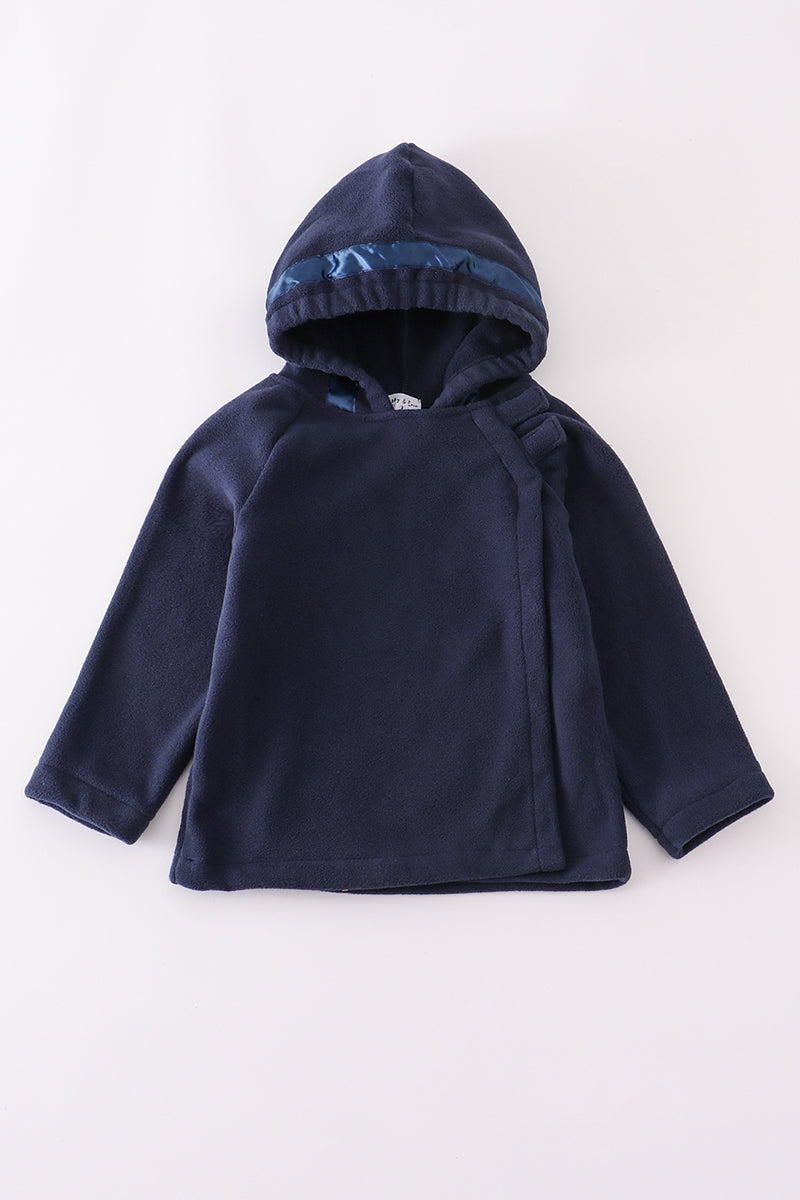 Navy bow fleece velcro hoodie