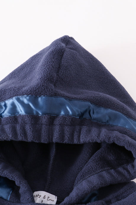 Navy bow fleece velcro hoodie