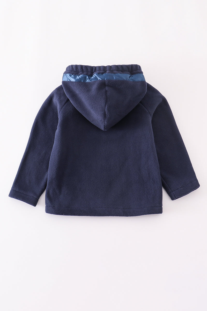 Navy bow fleece velcro hoodie