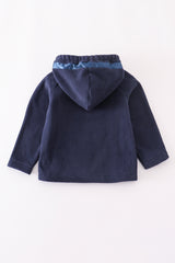 Navy bow fleece velcro hoodie
