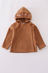 Brown bow fleece velcro hoodie