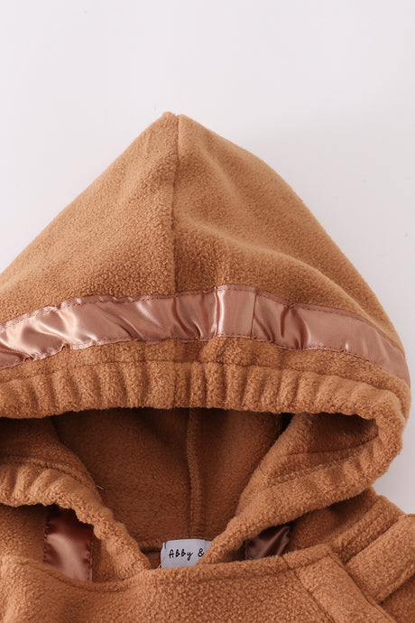 Brown bow fleece velcro hoodie