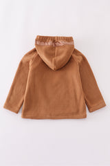 Brown bow fleece velcro hoodie