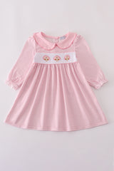 Pink turkey embroidery stripe dress