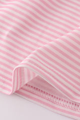 Pink turkey embroidery stripe dress