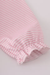 Pink turkey embroidery stripe dress