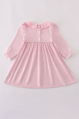 Pink turkey embroidery stripe dress
