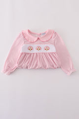 Pink turkey embroidery stripe dress