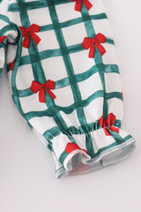 Green bow plaid ruffle gown