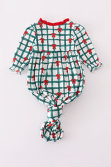 Green bow plaid ruffle gown
