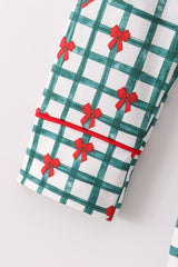 Green bow plaid mom gown