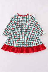 Green bow plaid ruffle gown