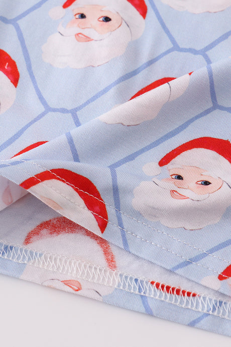 Blue santa claus bamboo pajamas set
