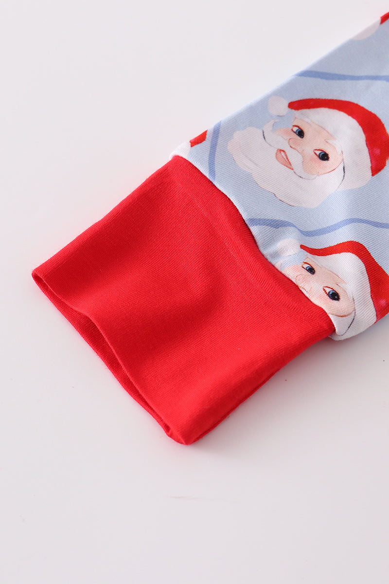 Blue santa claus bamboo pajamas set
