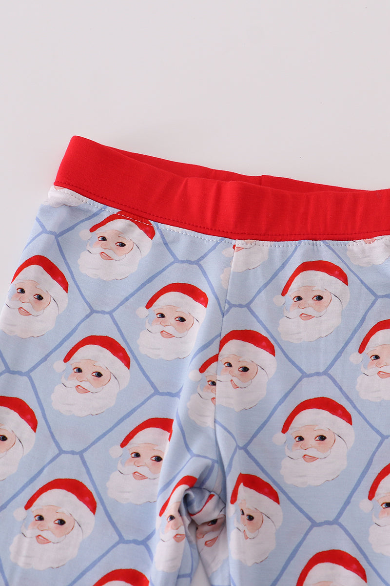Blue santa claus bamboo pajamas set