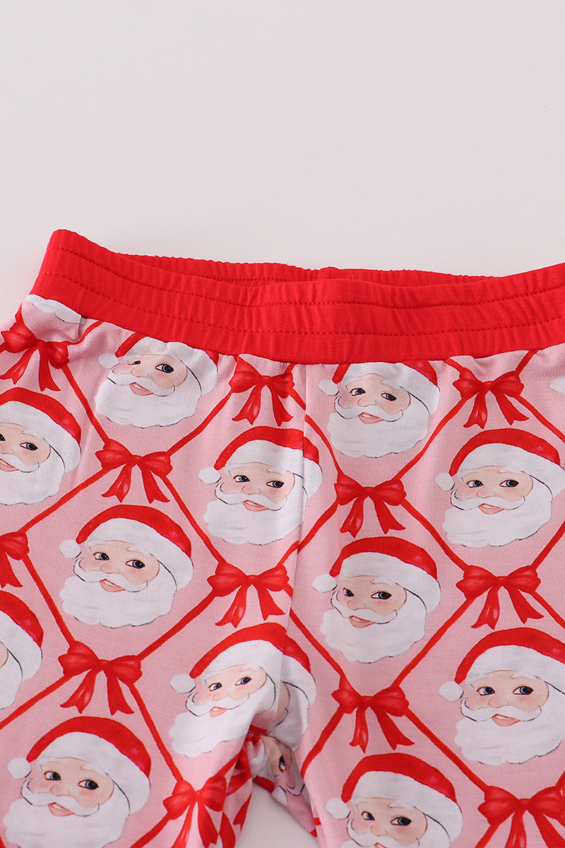 Red santa claus bamboo pajamas ruffle pants set