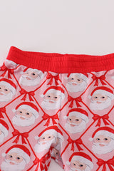 Red santa claus bamboo pajamas ruffle pants set