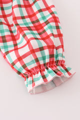 Red santa claus embroidery plaid bloomer set