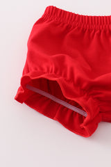 Red santa claus embroidery plaid bloomer set