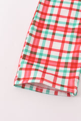 Red santa claus embroidery plaid jonjon set