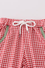 Green reindeer embroidery pants set
