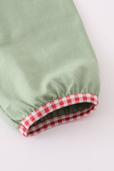Green reindeer embroidery ruffle pants set