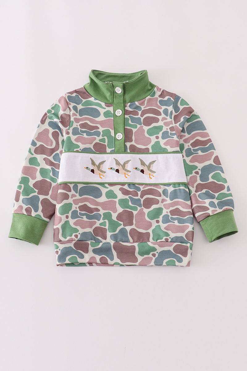 Camouflage mallard embroidery top