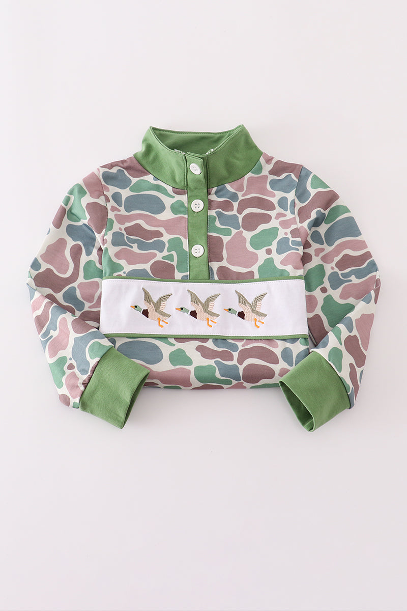 Camouflage mallard embroidery top