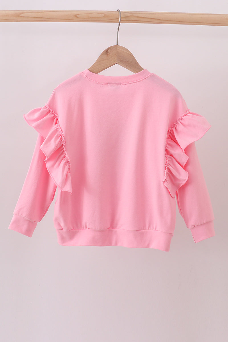 Pink reindeer applique top