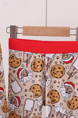 Santa milk biscuits bamboo girl pajamas set