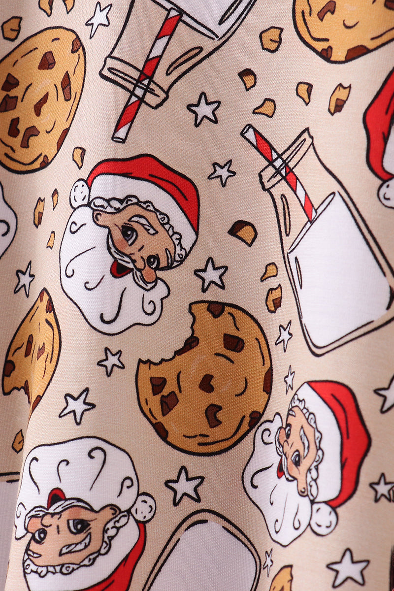 Santa milk biscuits bamboo girl pajamas set