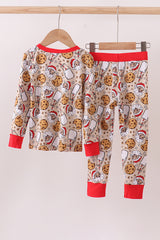 Santa milk biscuits bamboo girl pajamas set