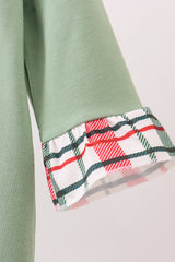 Green christmas reindeer applique ruffle romper