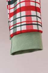 Green christmas reindeer applique plaid pants set