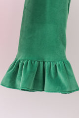 Pink nutcracker embroidery velvet ruffle pants set
