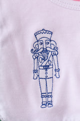 Pink nutcracker embroidery velvet ruffle pants set