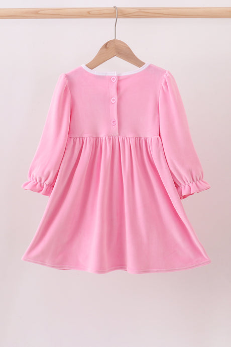 Pink nutcracker embroidery velvet dress