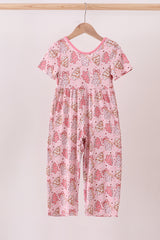 Pink christmas tree bamboo jumpsuit