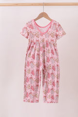 Pink christmas tree bamboo jumpsuit