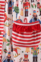 Red nutcracker print dress
